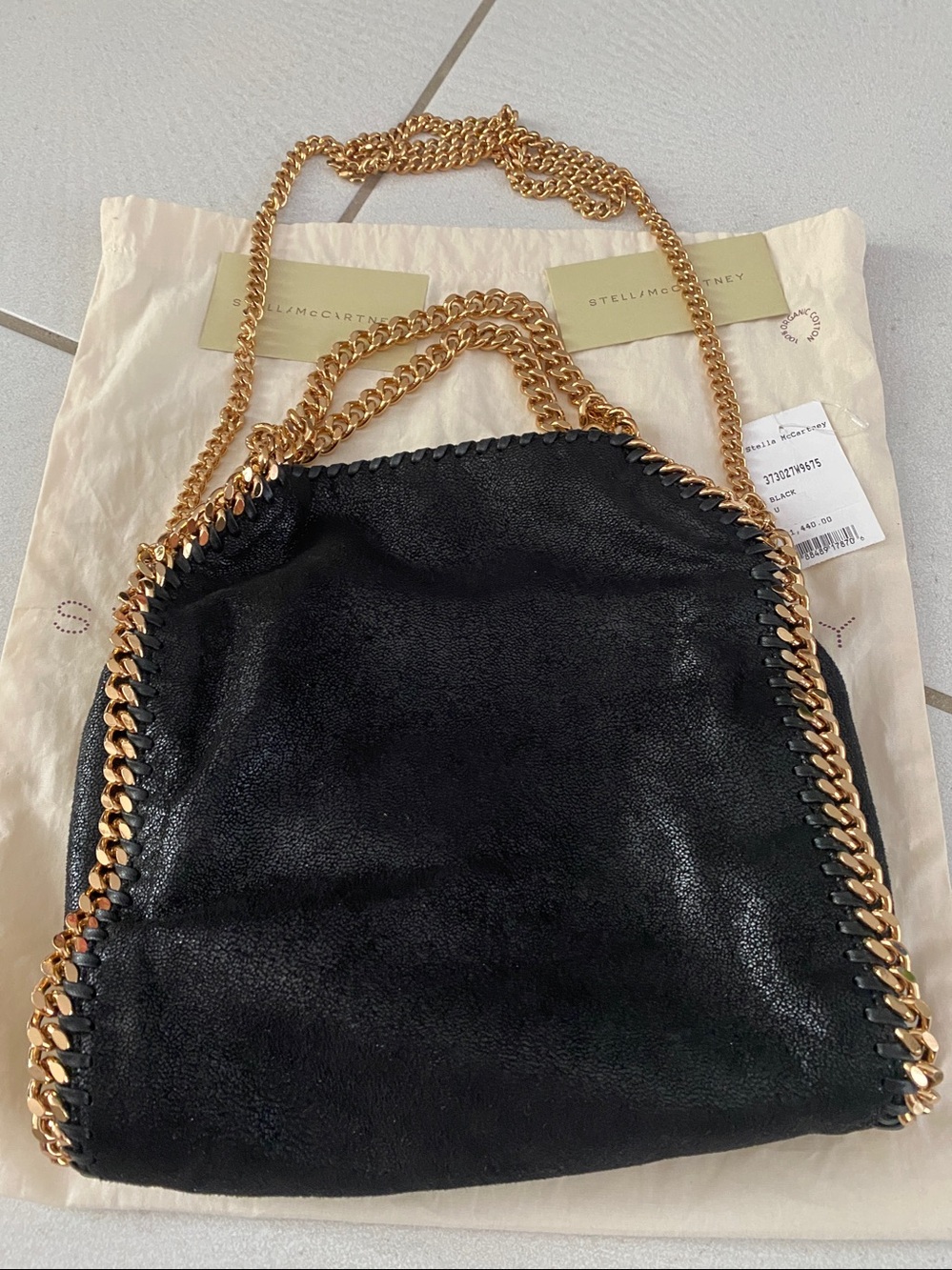 Stella McCartney Black Embellished Falabella Shoulder Bag with Gold Chain LE - Picture 8 of 11